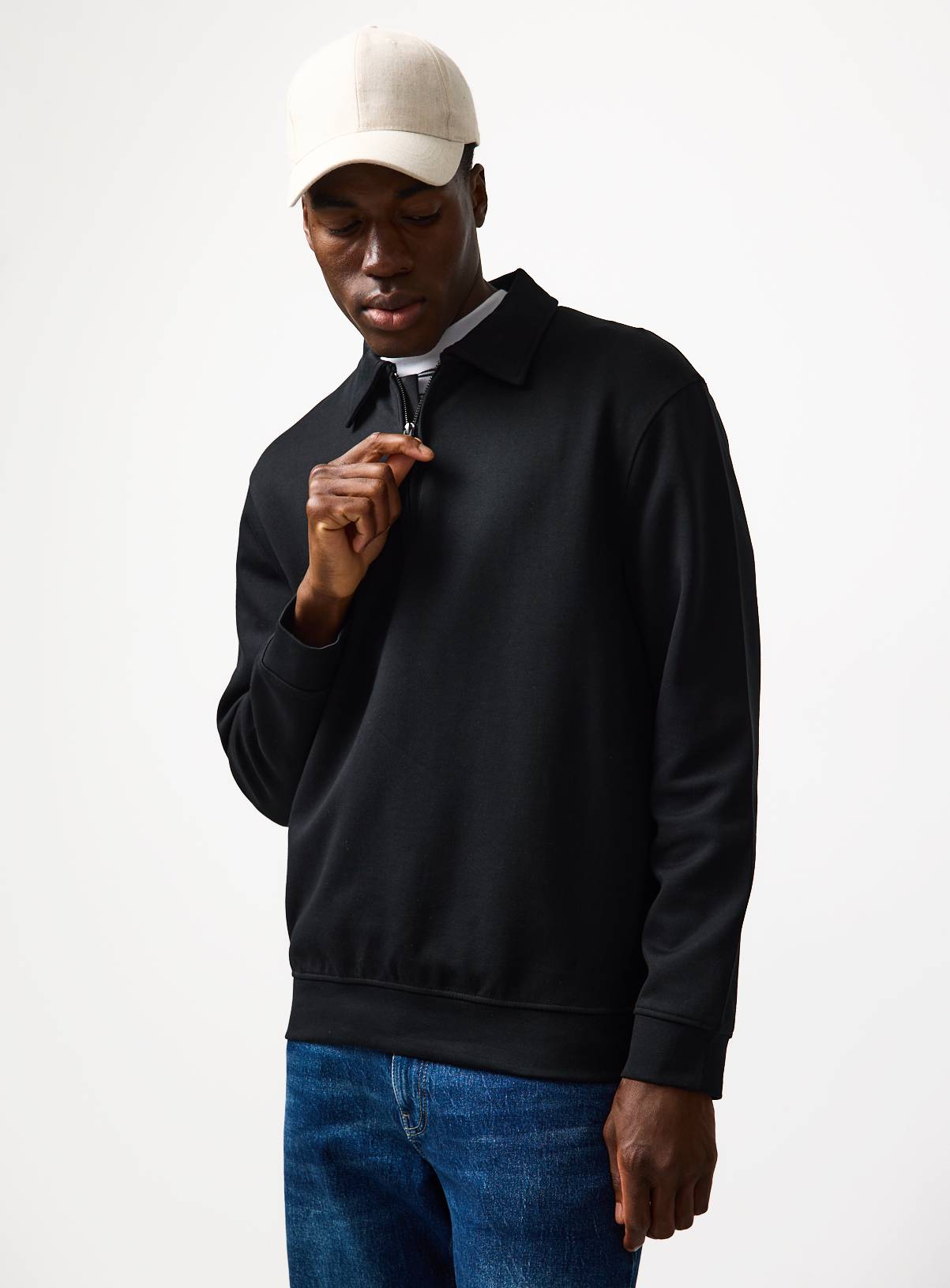 Black Collared Half Zip Sweatshirt XXXL - Image 2