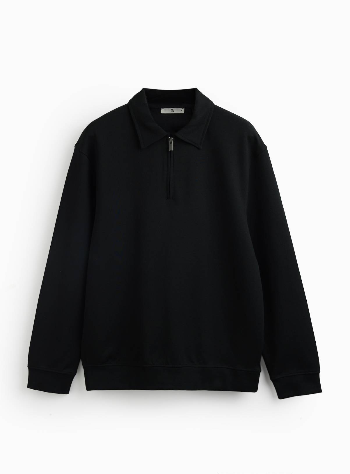 Black Collared Half Zip Sweatshirt XXXL - Image 3