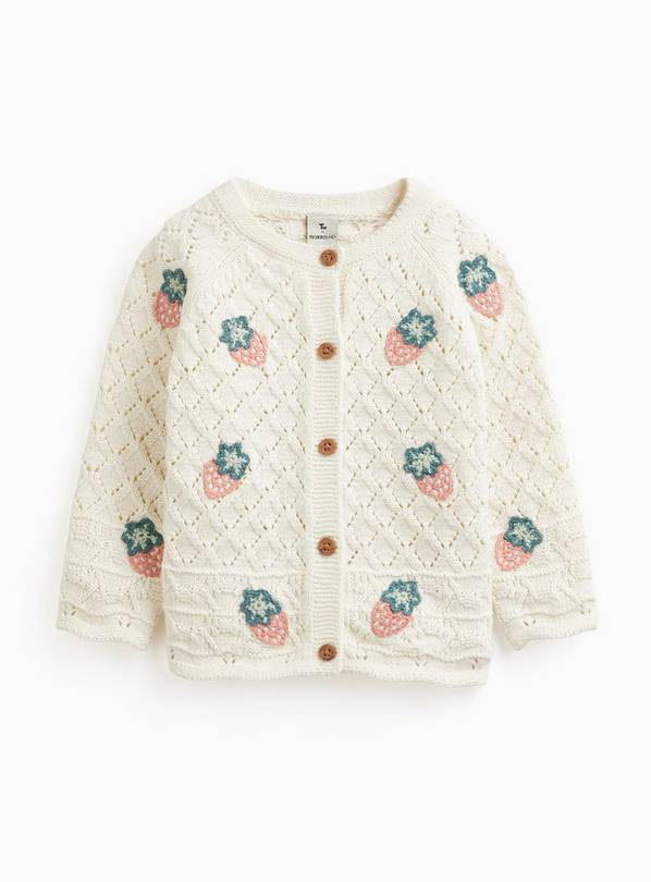 Tu x Morris & Co. Cream Strawberry Thief Print Embroidered Cardigan 3-6 months