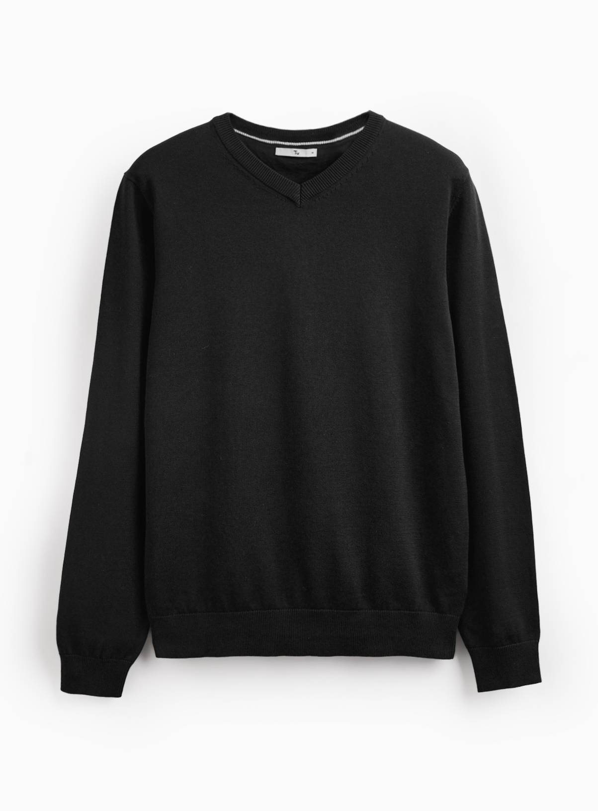 Black V Neck Jumper XXXXL - Image 3