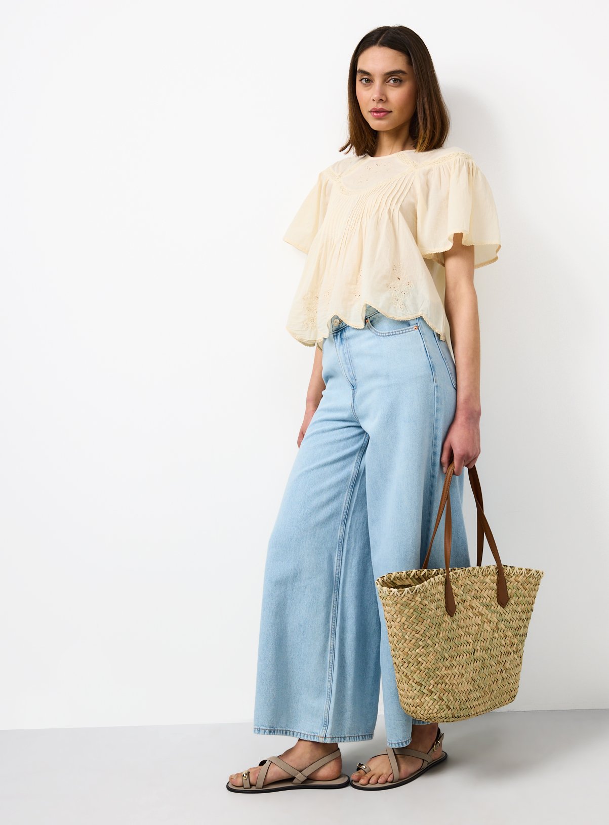 Cream Mesh Pintuck Short Sleeve Blouse 6 - Image 2 thumbnail