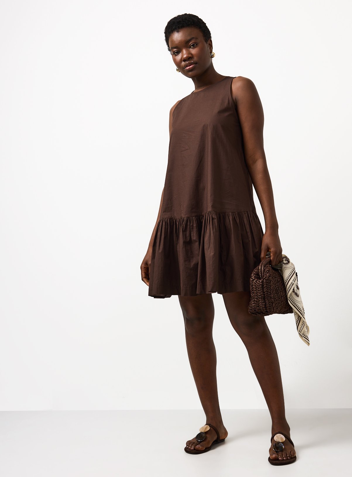 Brown Drop Waist Mini Dress 8 - Image 2 thumbnail