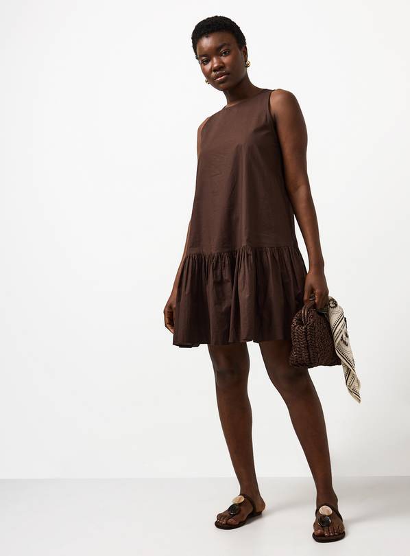 Buy Brown Drop Waist Mini Dress 8 | Mini | Tu