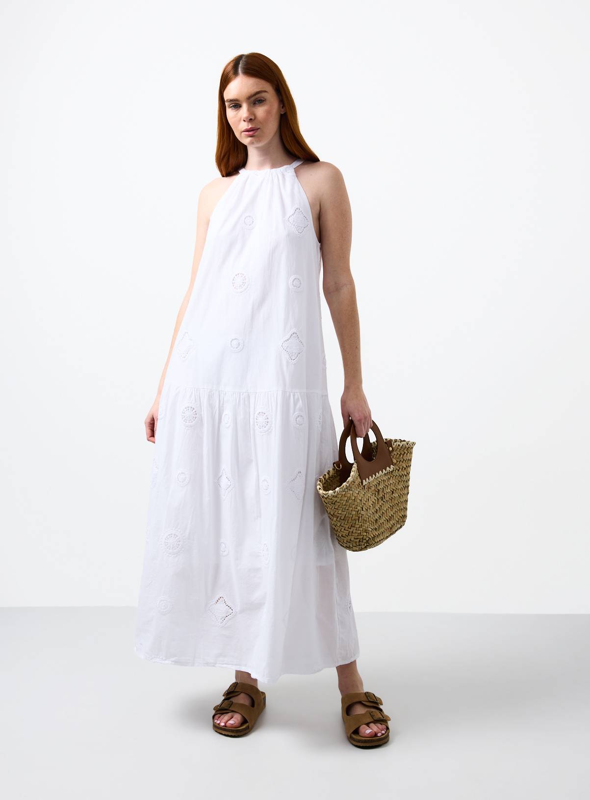 White Crochet Patch Midaxi Shift Dress 18 - Image 1