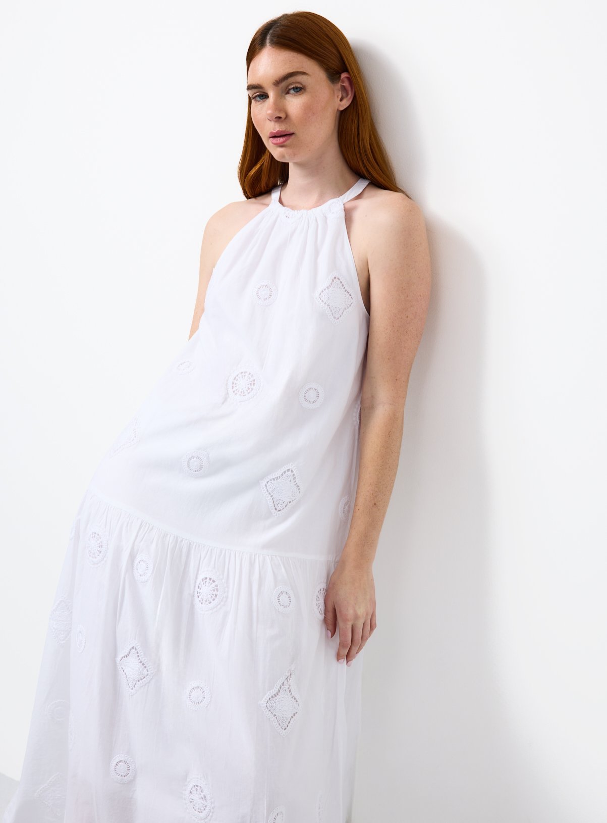 White Crochet Patch Midaxi Shift Dress 18 - Image 2 thumbnail