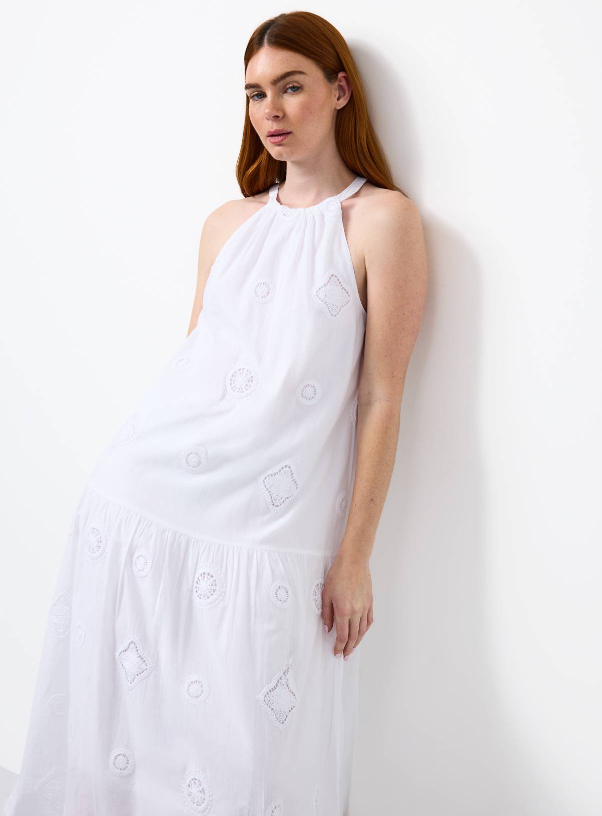 White Crochet Patch Midaxi Shift Dress 18 - Image 2