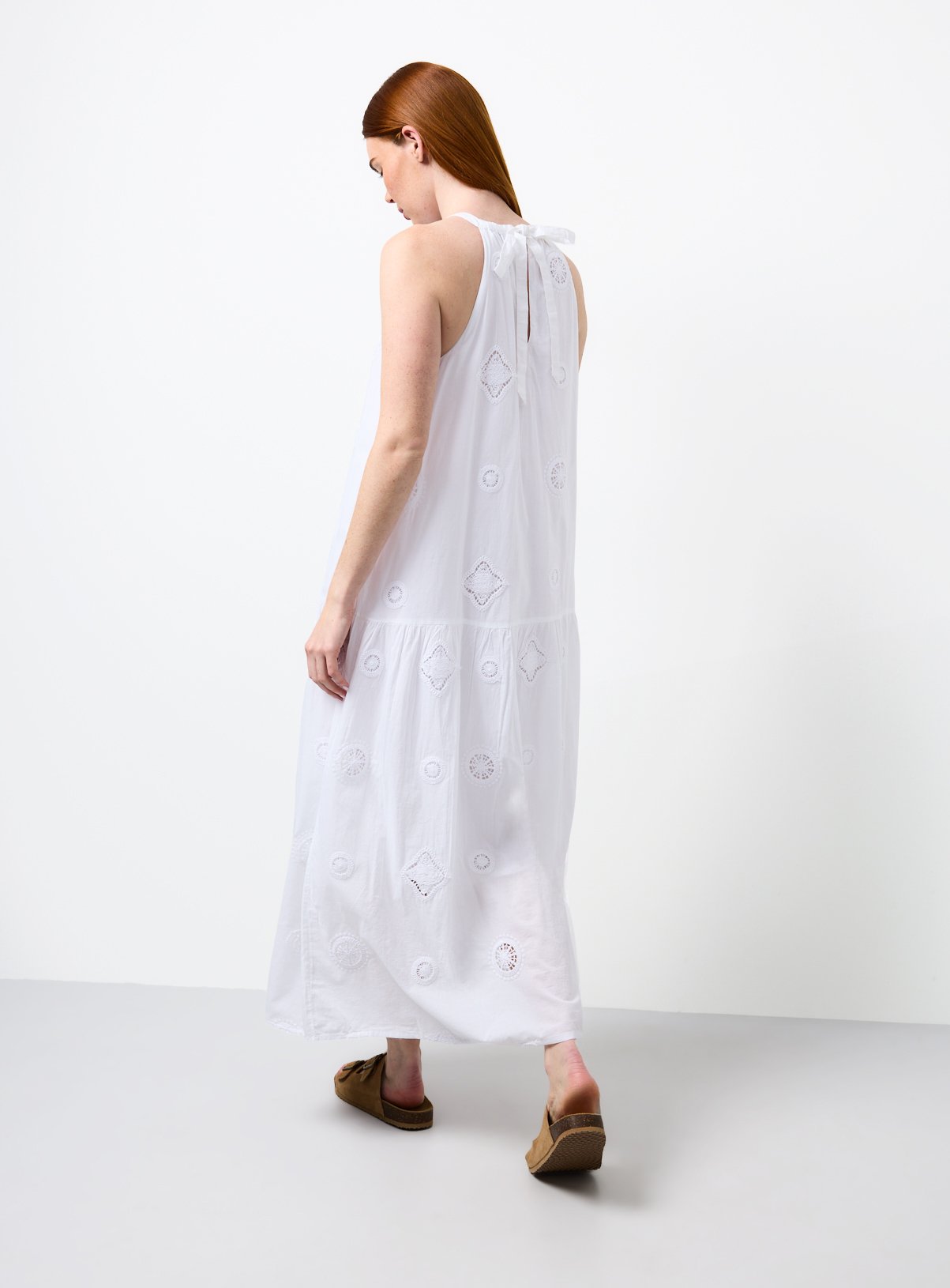 White Crochet Patch Midaxi Shift Dress 18 - Image 4 thumbnail