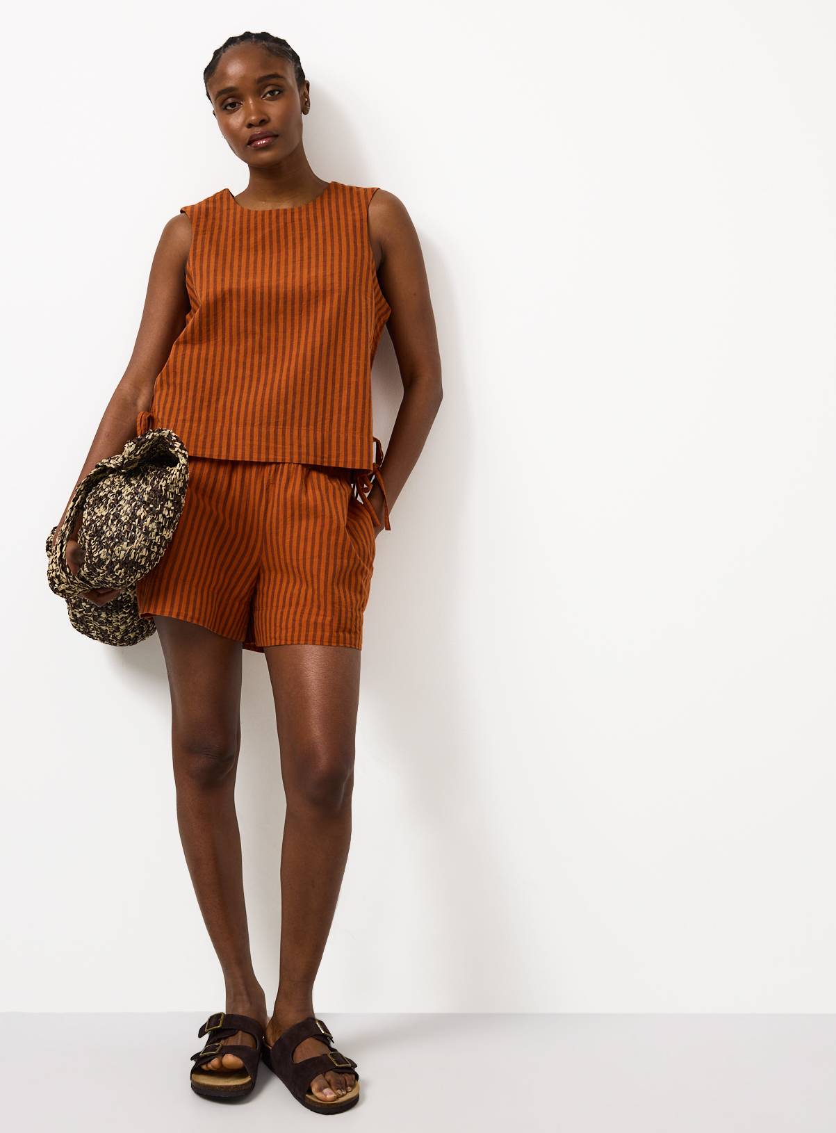 Rust Brown Stripe Co-ord Shell Top 12 - Image 2