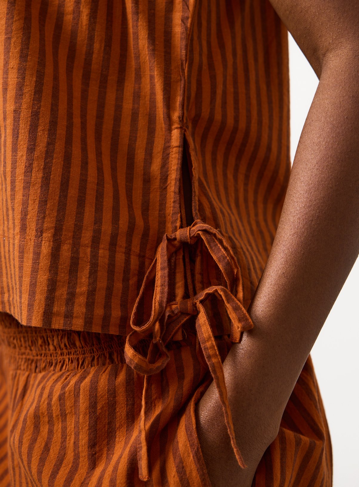 Rust Brown Stripe Co-ord Shell Top 12 - Image 3 thumbnail
