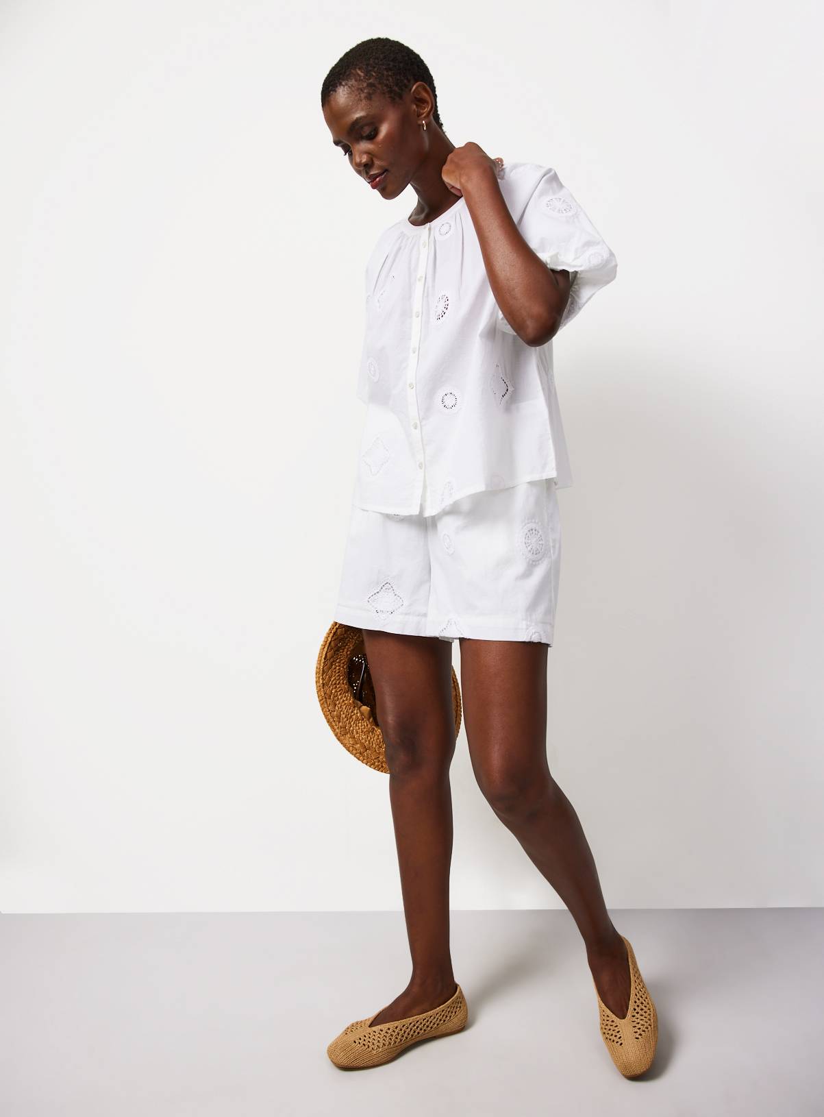White Crochet Patch Co-ord Blouse 6 - Image 2