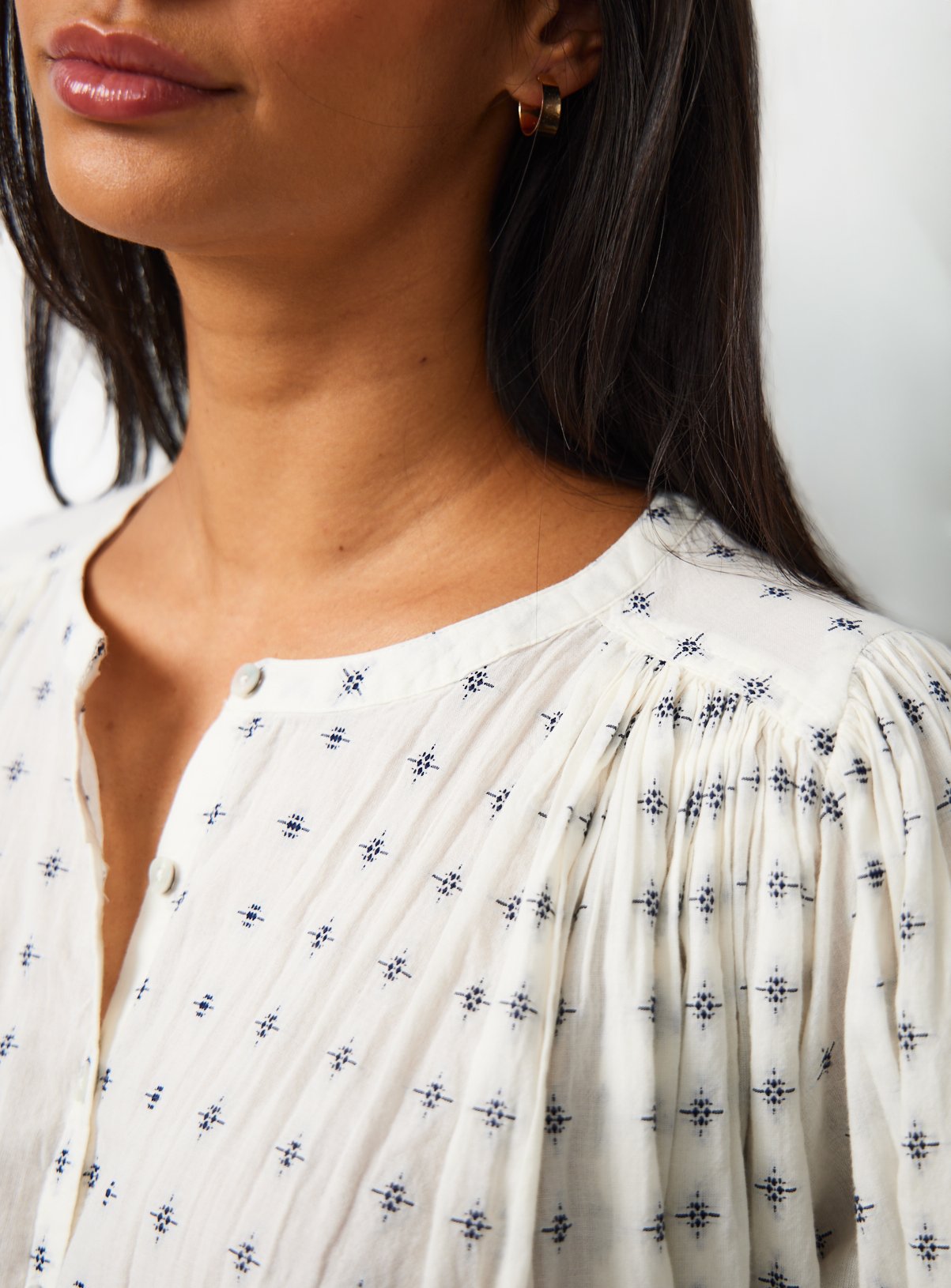 White Jacquard 3/4 Sleeve Blouse 20 - Image 3 thumbnail