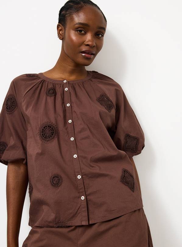 Brown Crochet Patch Co-ord Blouse 24