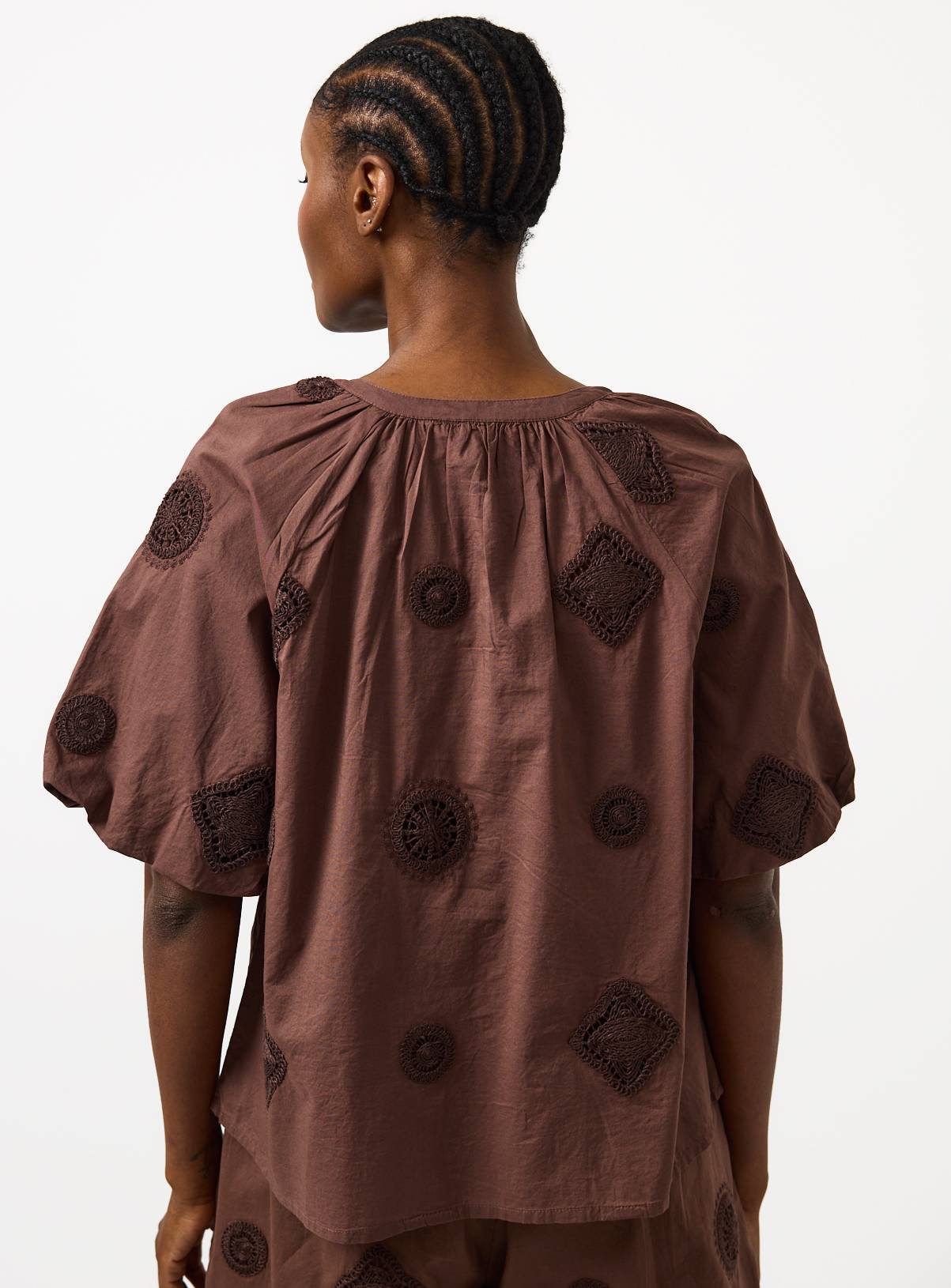 Brown Crochet Patch Co-ord Blouse 14 - Image 4