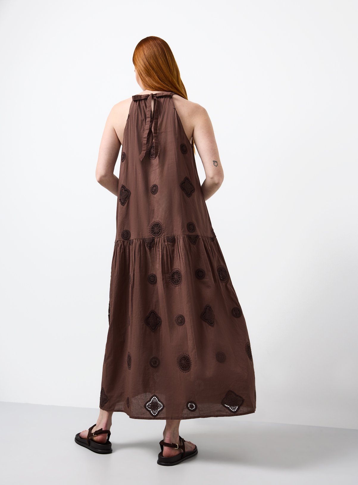 Brown Crochet Patch Midaxi Shift Dress 12 - Image 3 thumbnail