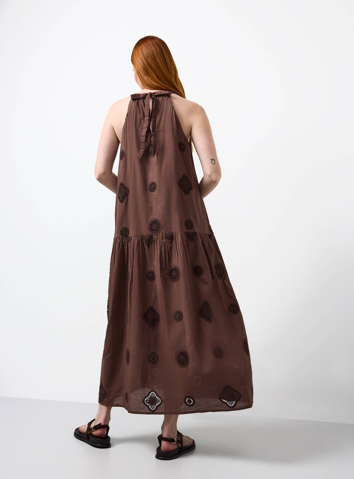 Brown Crochet Patch Midaxi Shift Dress 12 - Image 3