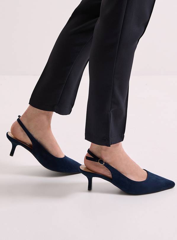 DOROTHY PERKINS Dova Slingback Kitten Heel Court Shoes - Navy 8