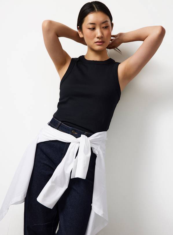 Black Classic Ribbed Vest 6