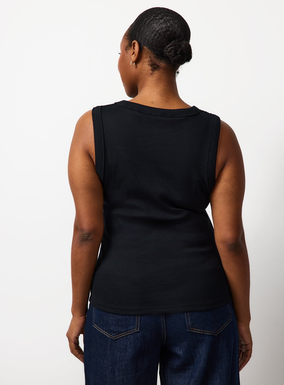Black Classic Ribbed Slim Fit Vest 26 - Image 4 thumbnail
