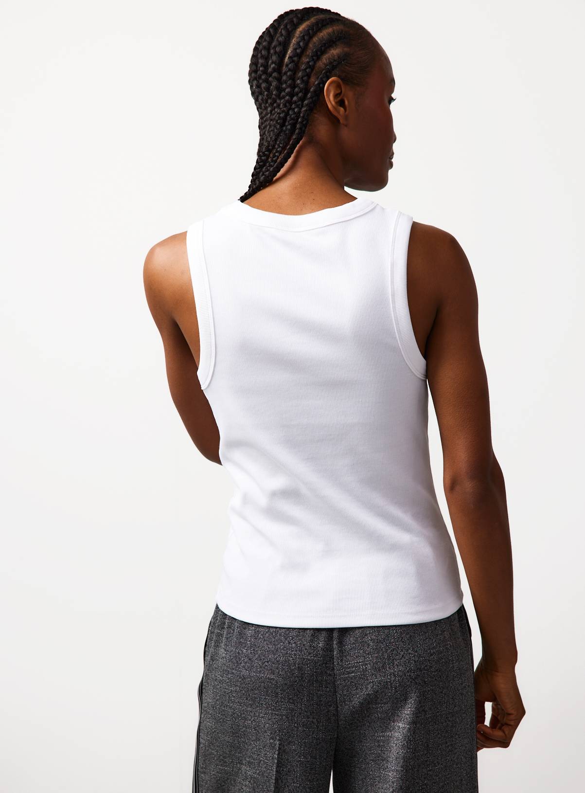 White Classic Ribbed Slim Fit Vest 24 - Image 4