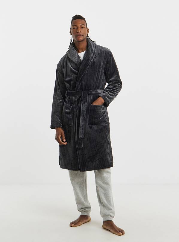 JACAMO Striped Fleece Dressing Gown 3XL