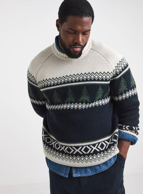 JACAMO Christmas Tree Fairisle Knitted Jumper M