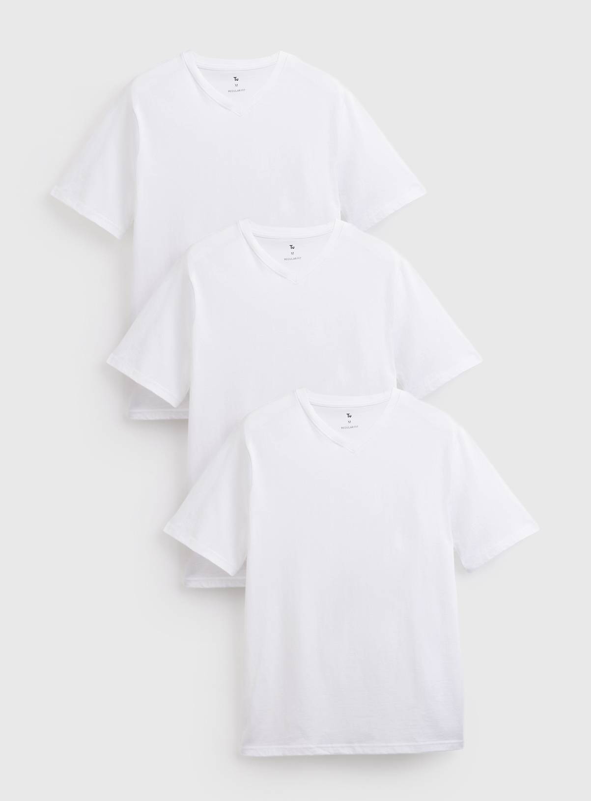 White Regular V Neck T-Shirts 3 Pack XXL - Image 1