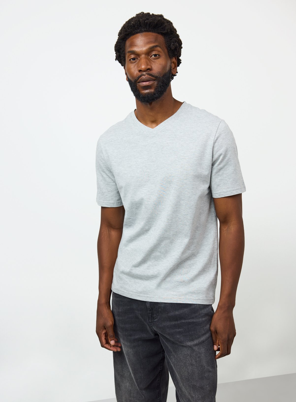 Grey V Neck Core T-Shirts 3 Pack XXXL - Image 2 thumbnail