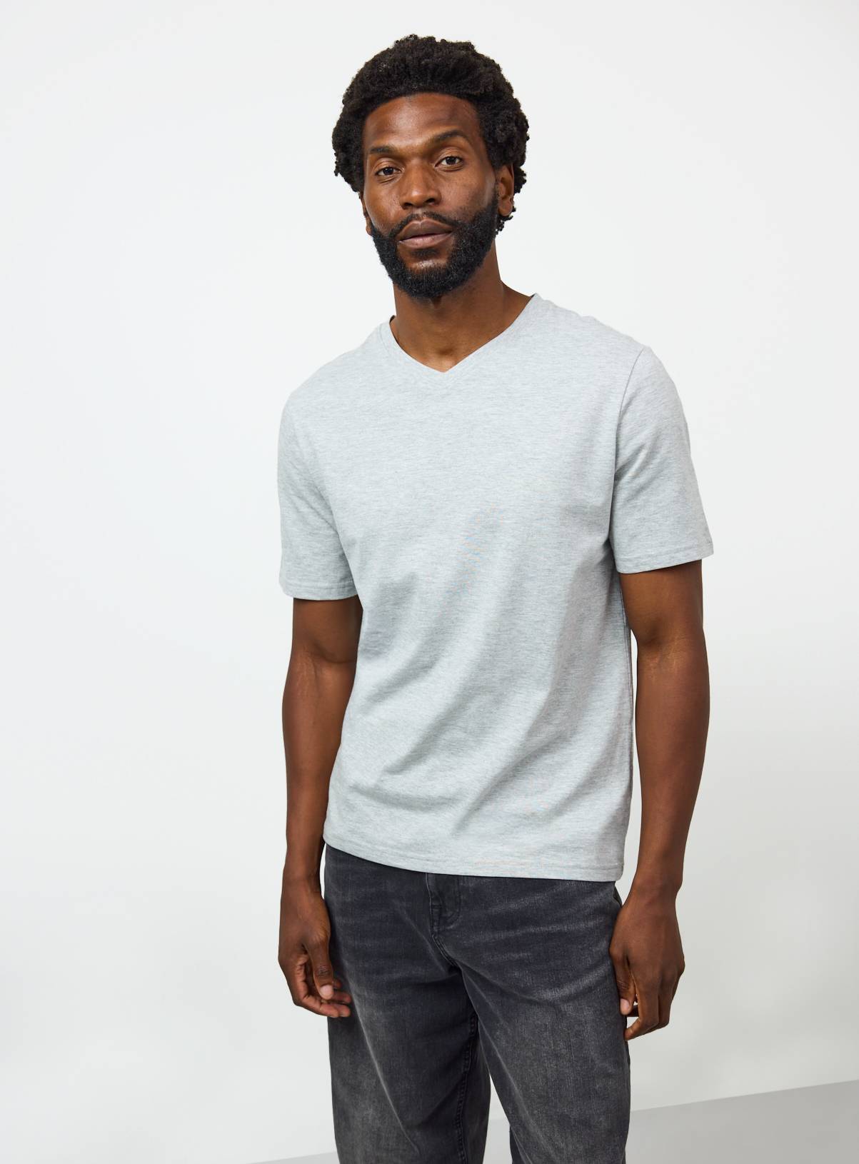 Grey V Neck Core T-Shirts 3 Pack XXXL - Image 2