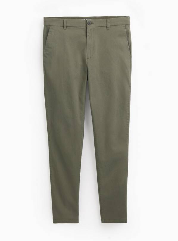Khaki Straight Leg Lightweight Chino Trousers 30L