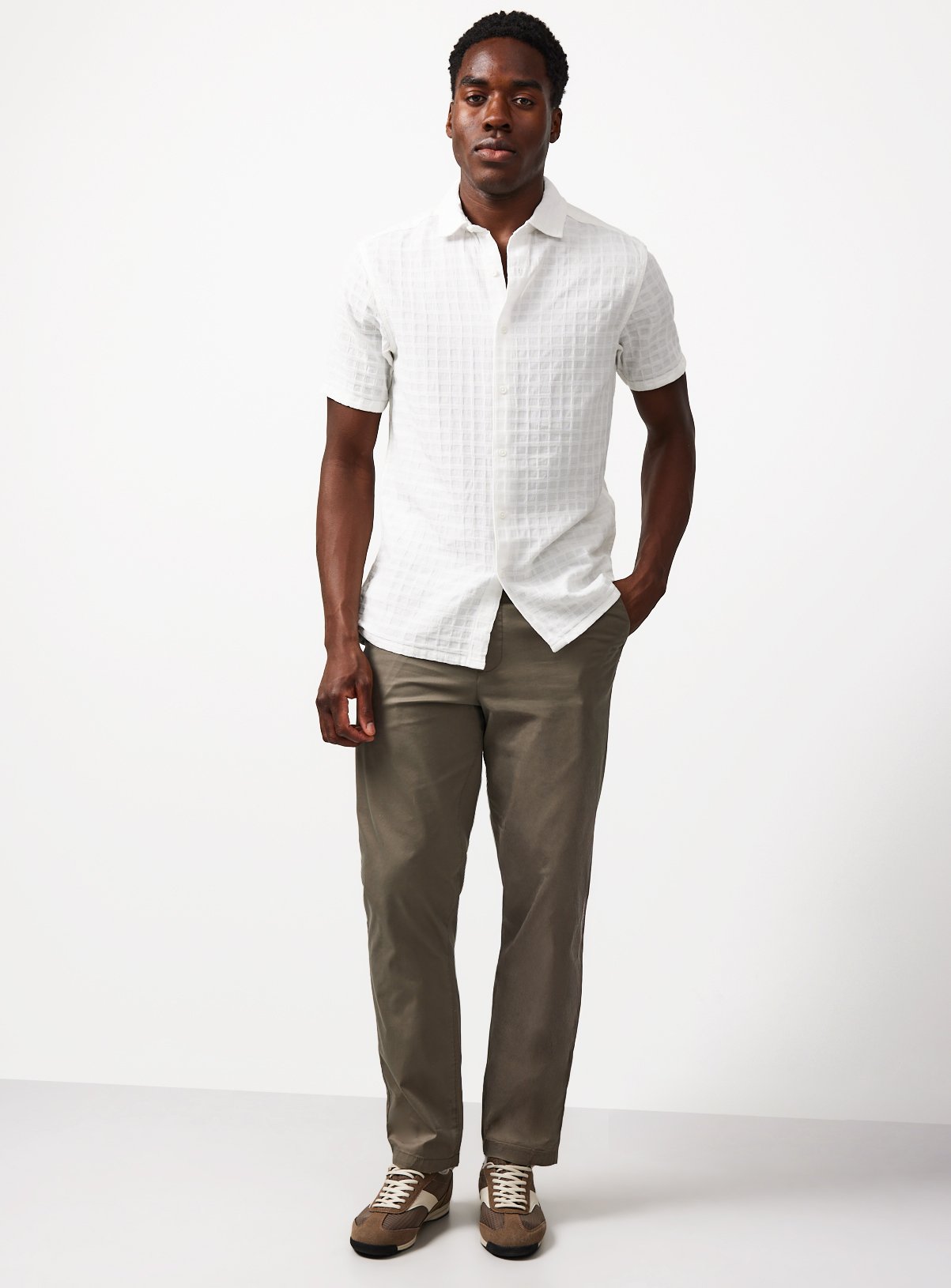 Khaki Straight Leg Lightweight Chino Trousers 42L - Image 2 thumbnail