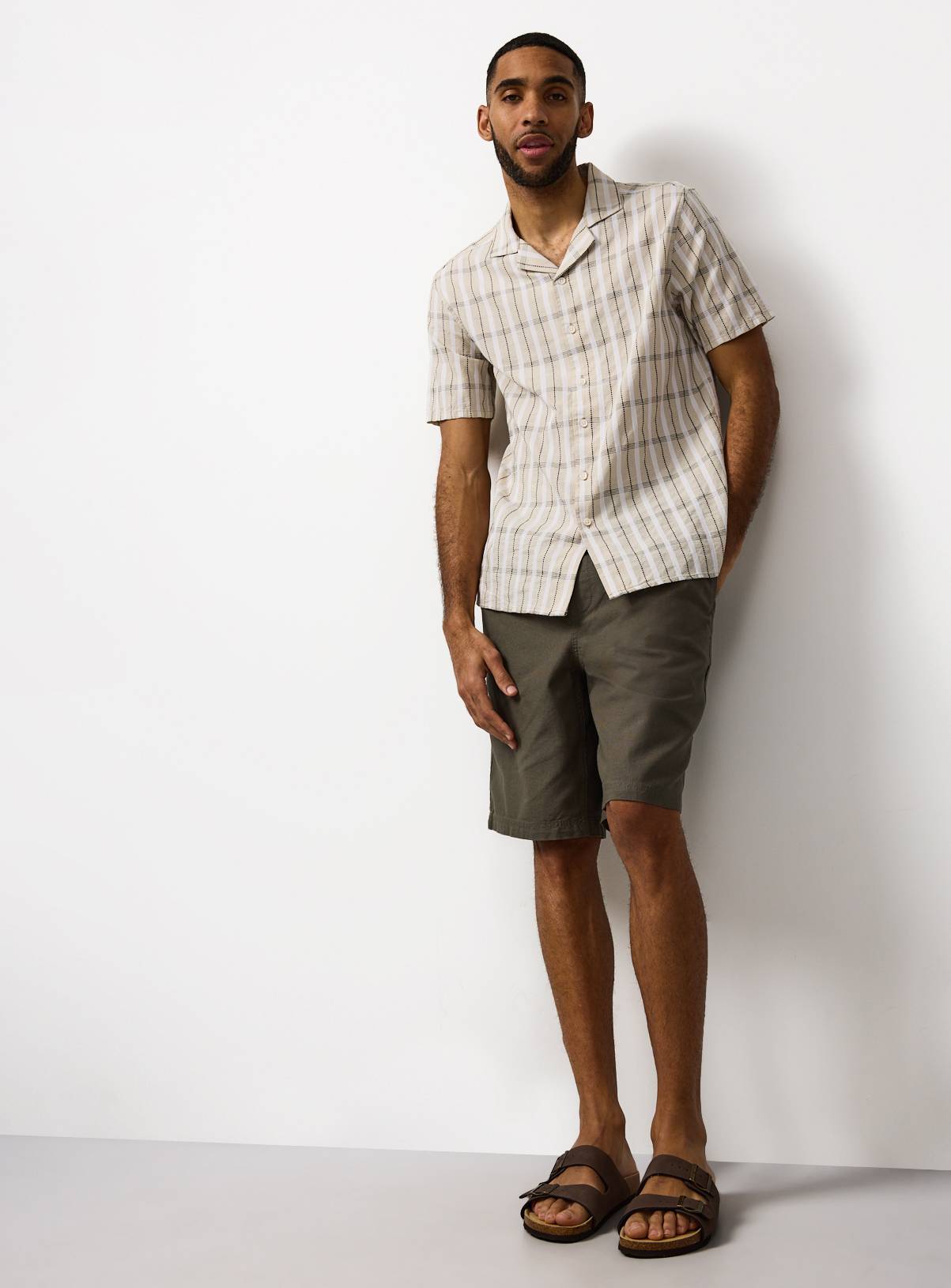 Khaki Pull On Cotton Shorts 30 - Image 2