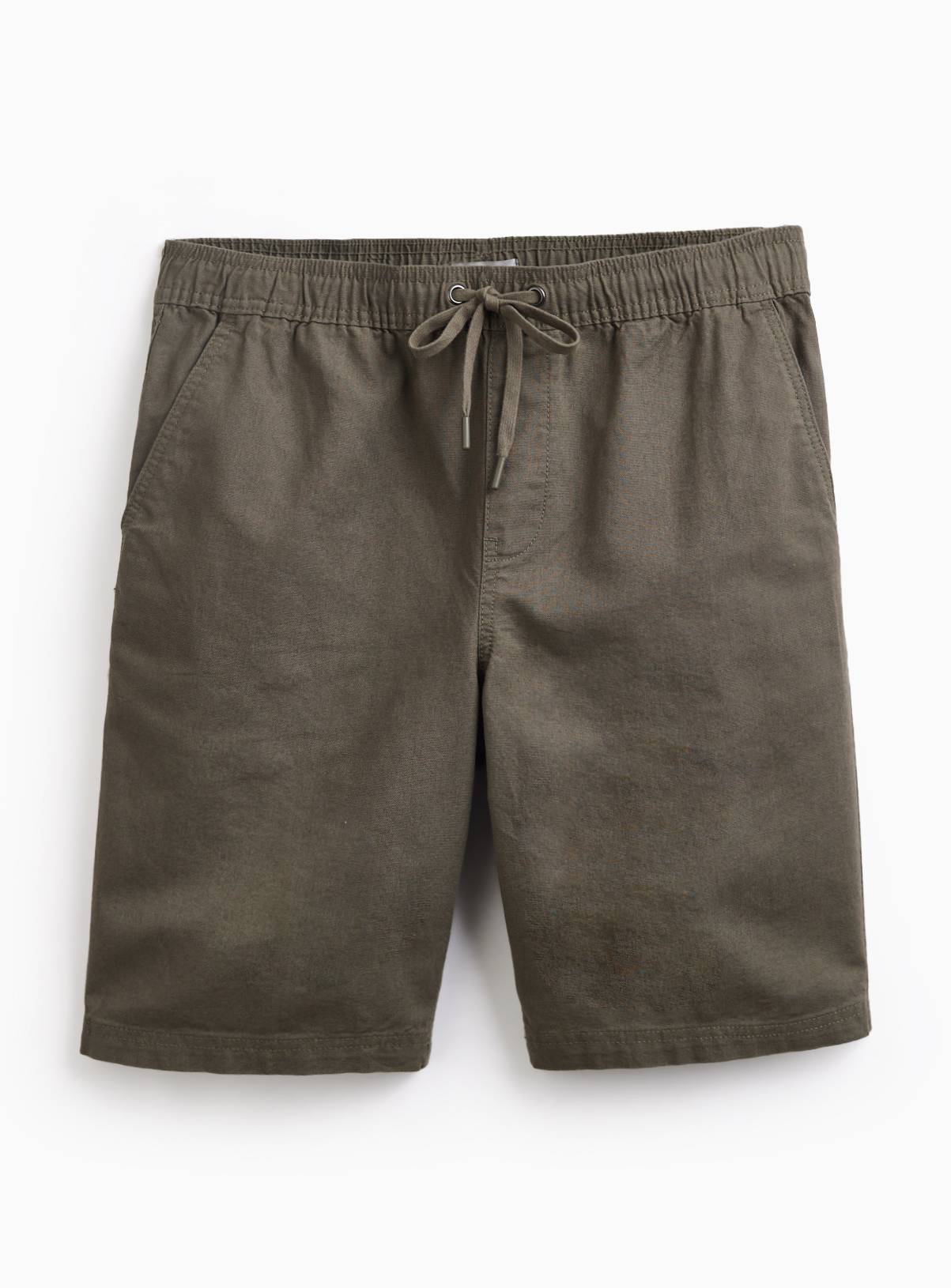 Khaki Pull On Cotton Shorts 30 - Image 3
