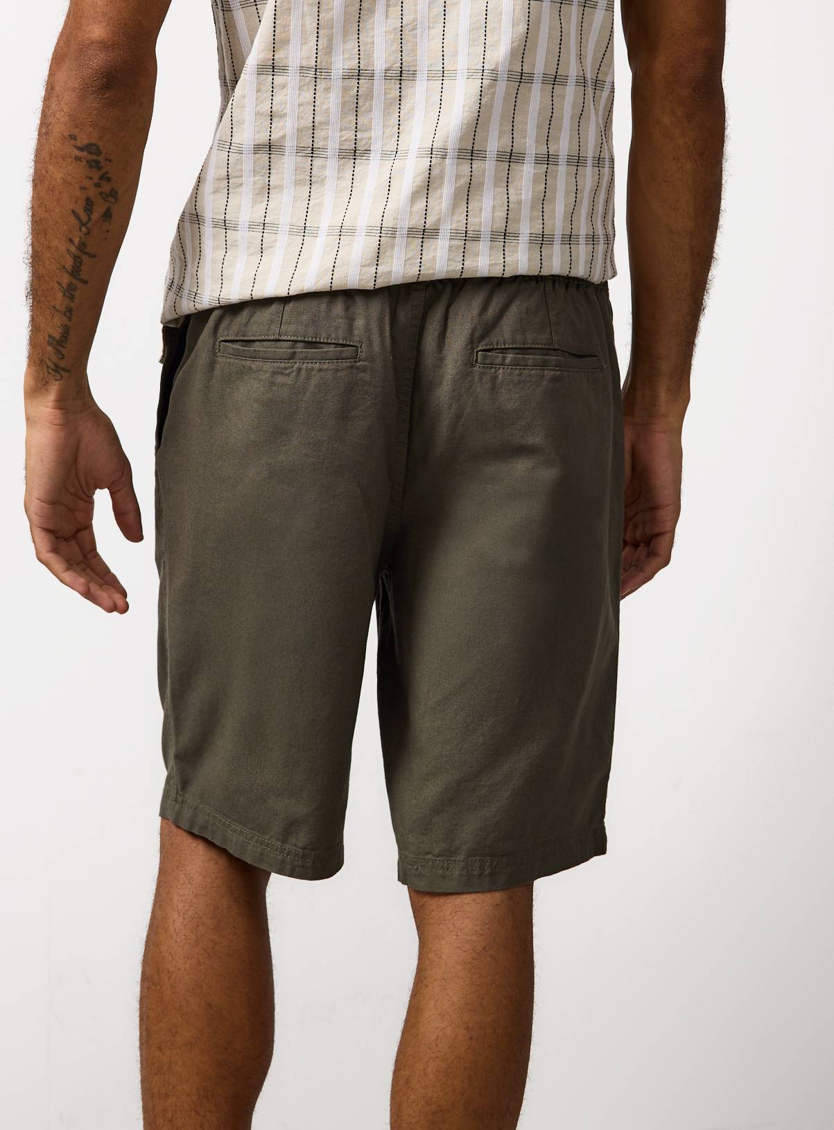 Khaki Pull On Cotton Shorts 30 - Image 5