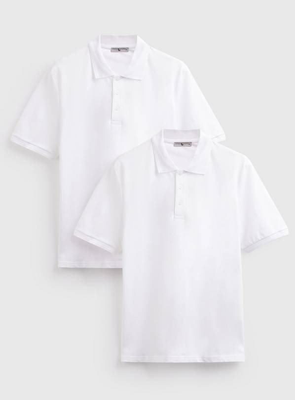 White 2 Pack Piqué Polo Shirts S