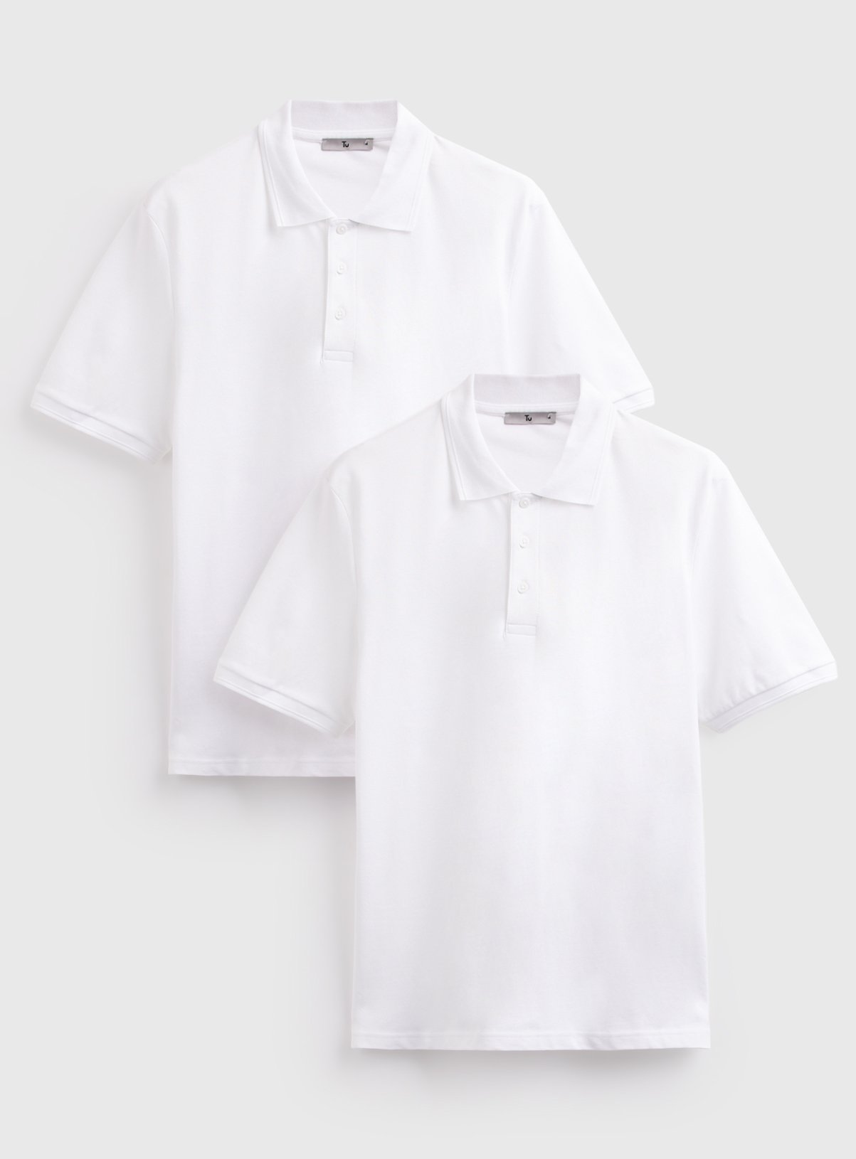 White 2 Pack Piqué Polo Shirts XXXL - Image 1 thumbnail