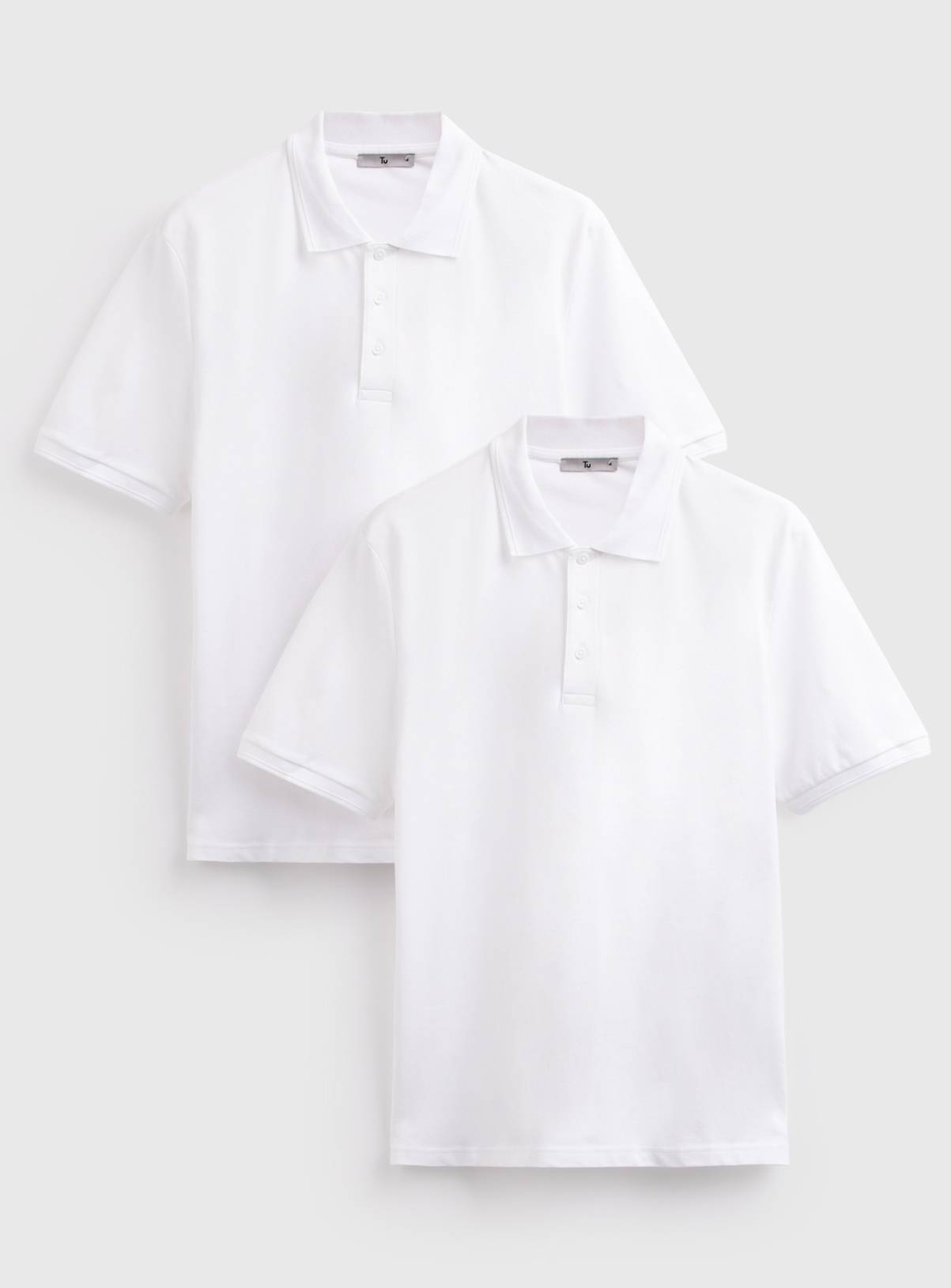 White 2 Pack Piqué Polo Shirts XXXL - Image 1
