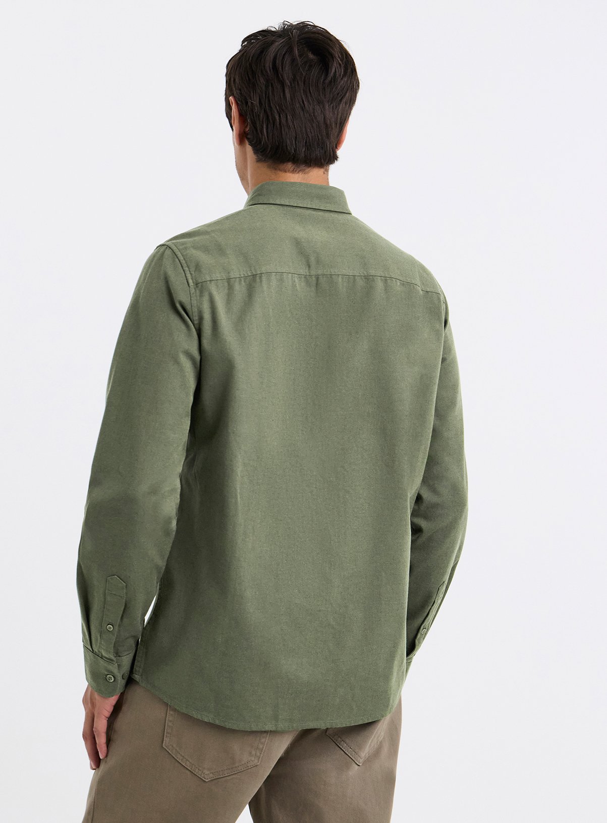 JACAMO Long Sleeve Oxford Shirt Regular Khaki 2XL - Image 2 thumbnail