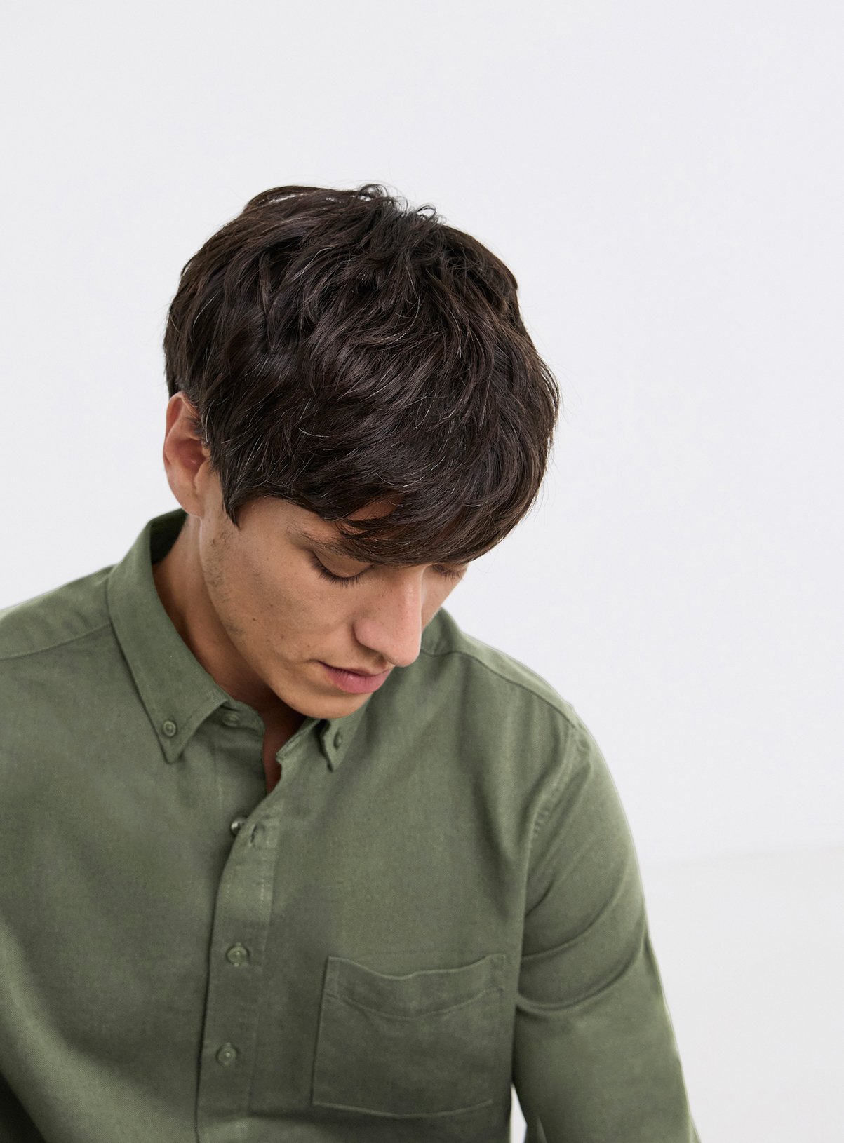 JACAMO Long Sleeve Oxford Shirt Regular Khaki 2XL - Image 4 thumbnail