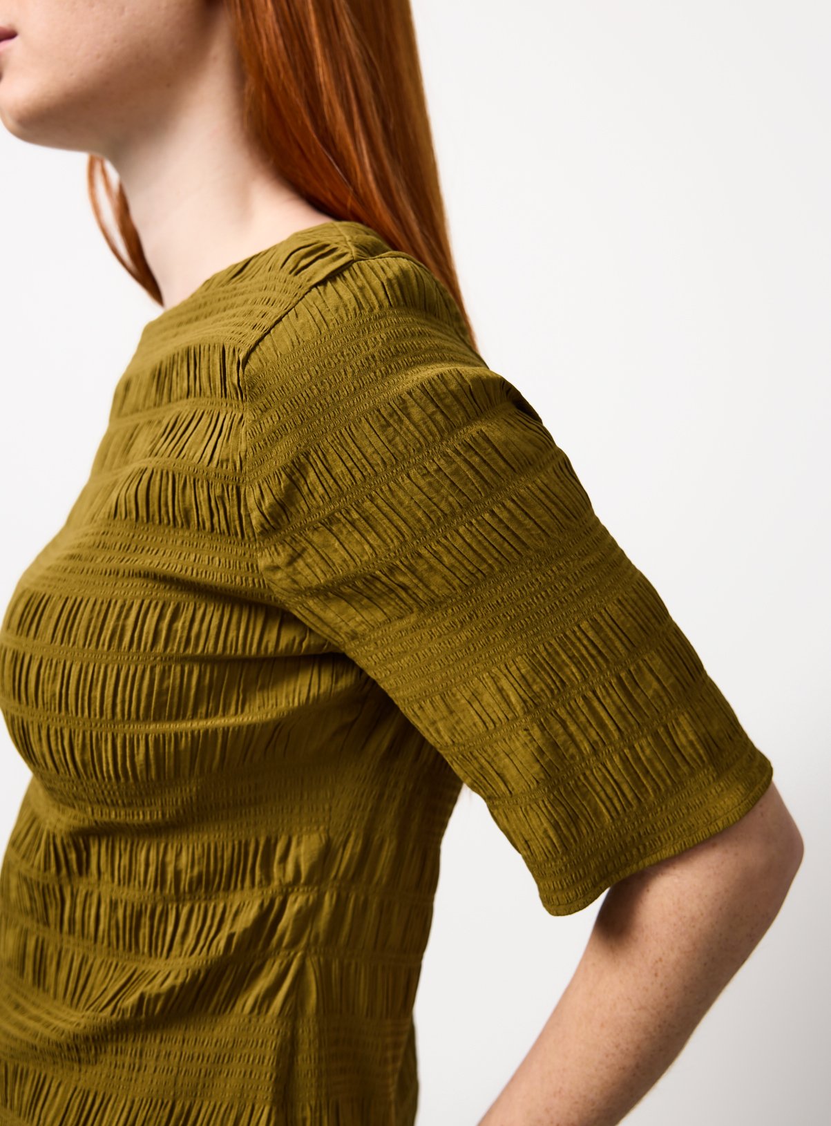 Khaki Textured Stripe Co-ord Top 16 - Image 3 thumbnail