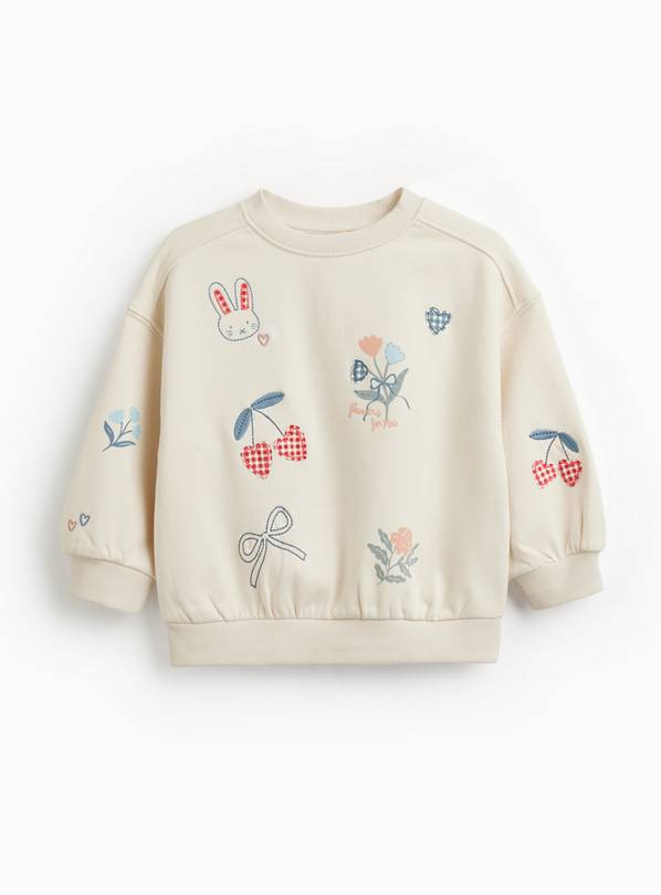 White Easter Bunny Print Crew Neck Sweatshirt 2-3 years