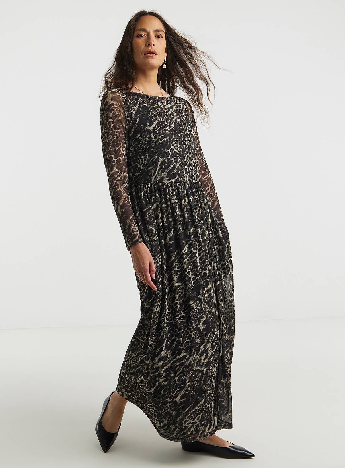JD WILLIAMS Mesh Pleated Ballet Slash Neck Dress 32 - Image 1