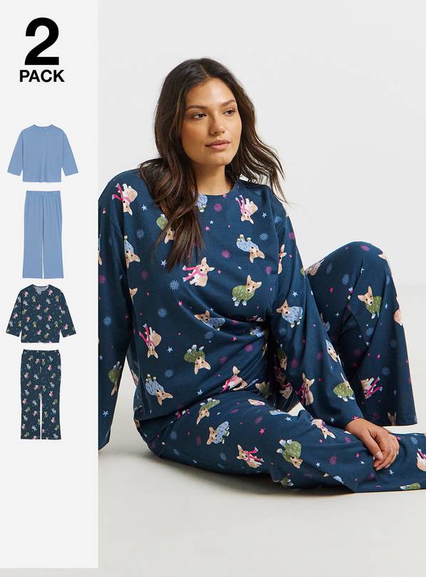SIMPLY BE 2 Pack Pyjama Set Corgi Print 32-34