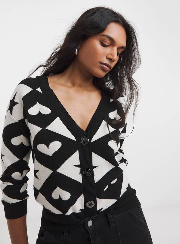 SIMPLY BE Hearts And Stars Checkerboard Cardigan 32-34