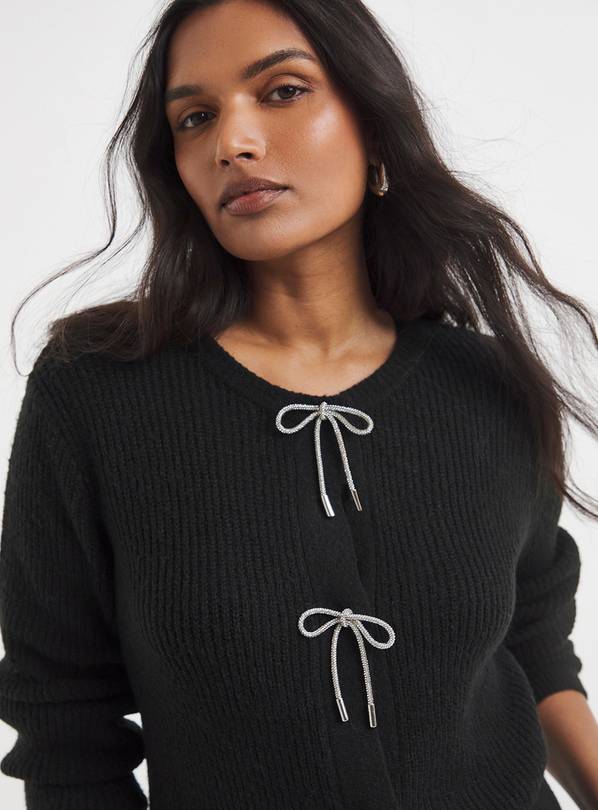 SIMPLY BE Diamante Bow Cardigan 16-18