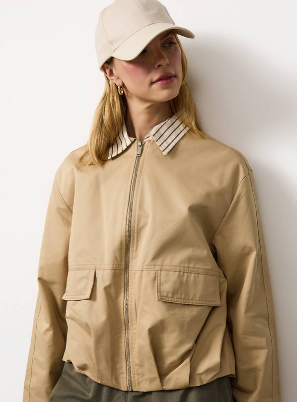 Neutral Bubble Hem Zip Up Jacket 12