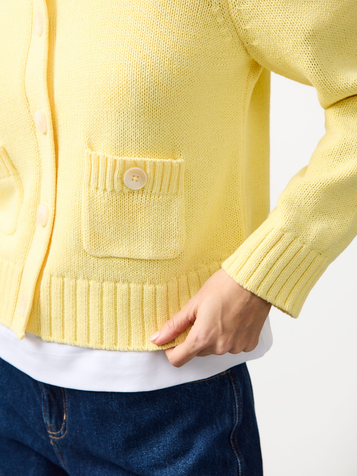 Yellow Boxy Contrast Button Cardigan S - Image 3 thumbnail
