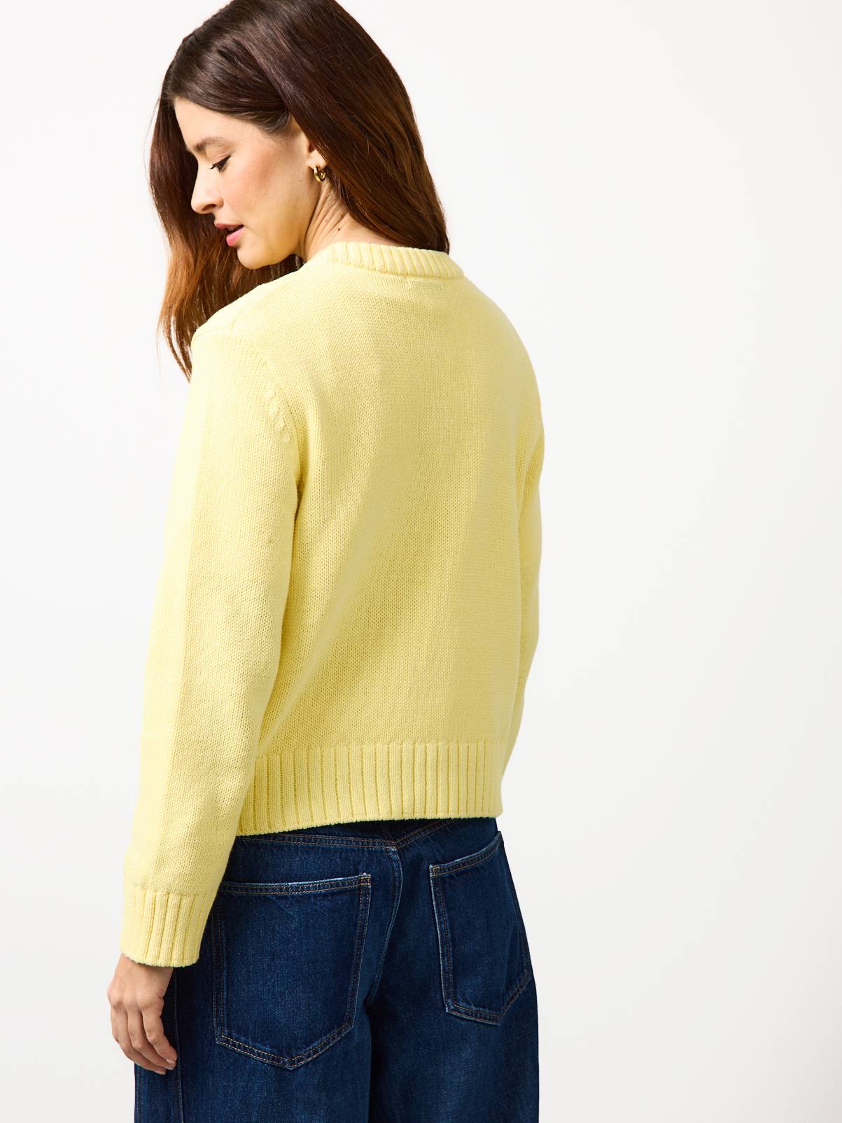 Yellow Boxy Contrast Button Cardigan S - Image 4