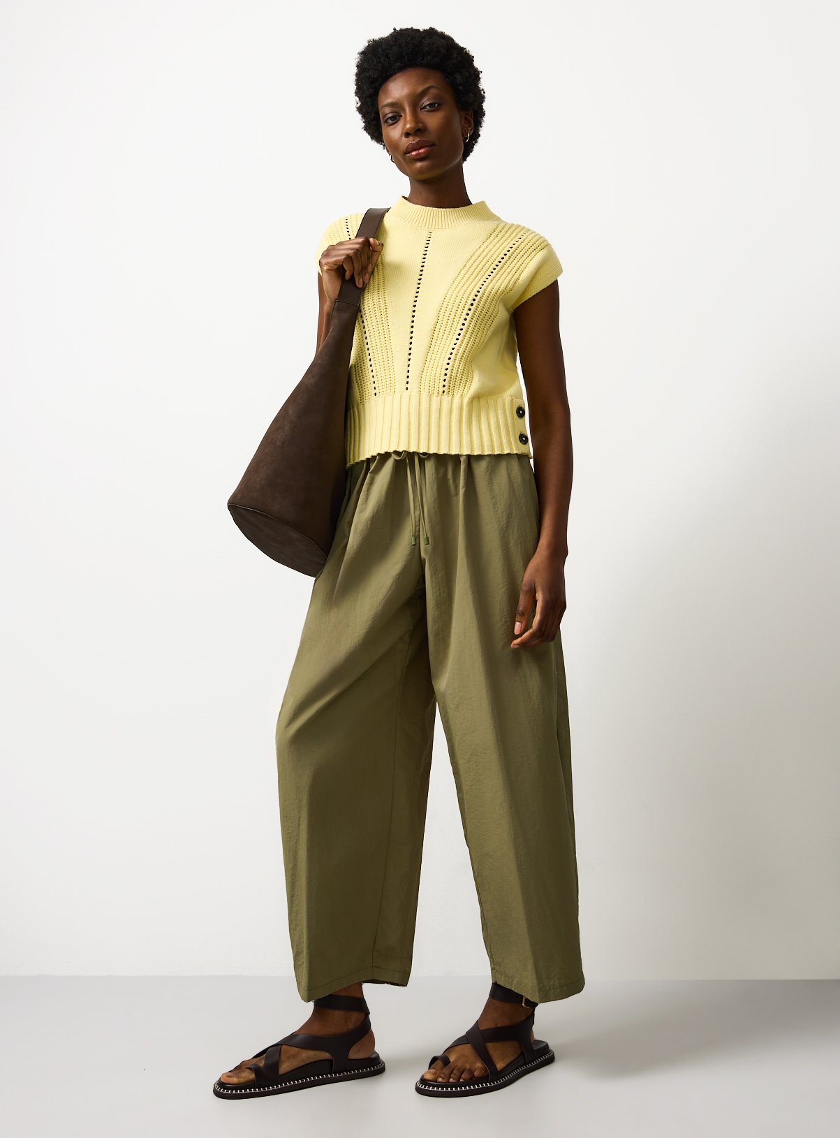 Yellow Button Hem Grown On Sleeve Vest S - Image 2 thumbnail