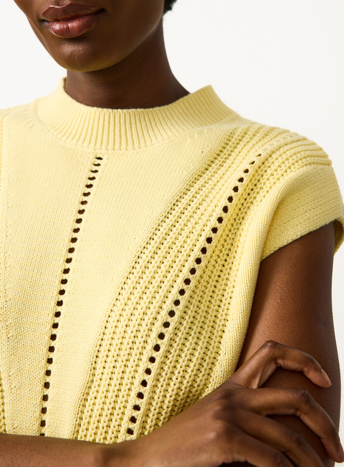Yellow Button Hem Grown On Sleeve Vest S - Image 3 thumbnail