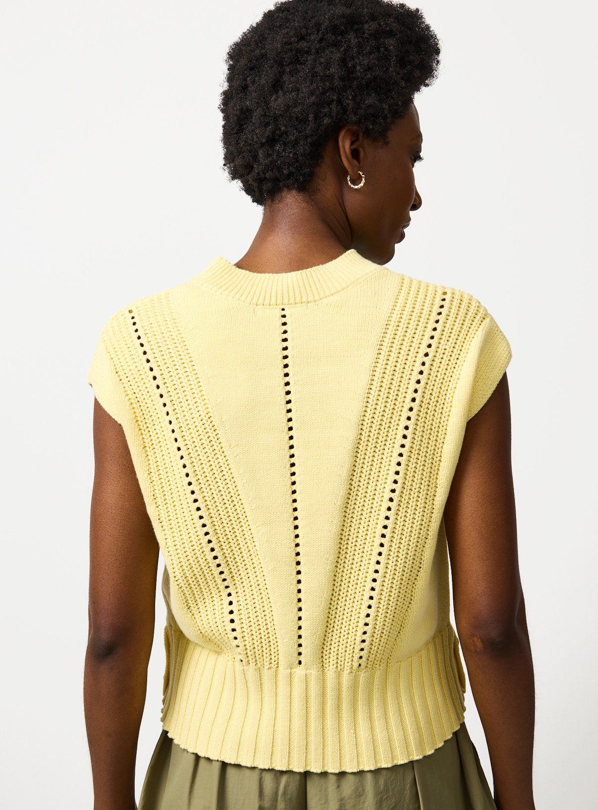 Yellow Button Hem Grown On Sleeve Vest S - Image 4 thumbnail